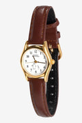 Gold watch with a leather strap