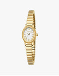 Gold watch with leather strap